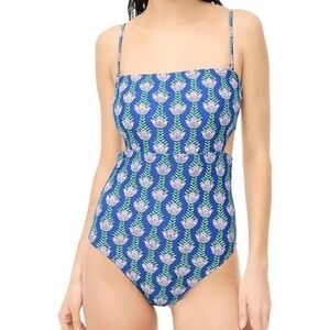 J. Crew Factory printed cutout one-piece swimsuit Blue Floral Size XL NWT NEW